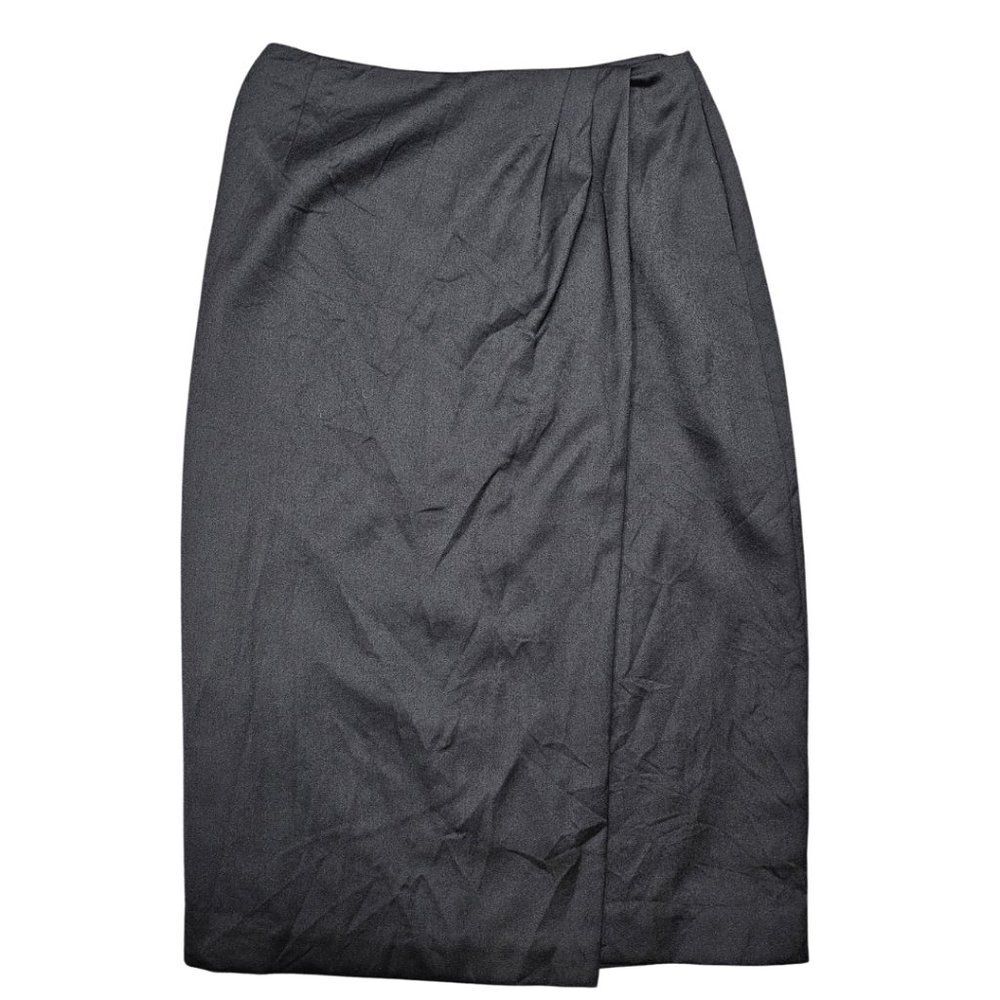 LIZ CLAIBORNE Collection Vintage Long Black Wrap Maxi Skirt Wool Blend Lined 14